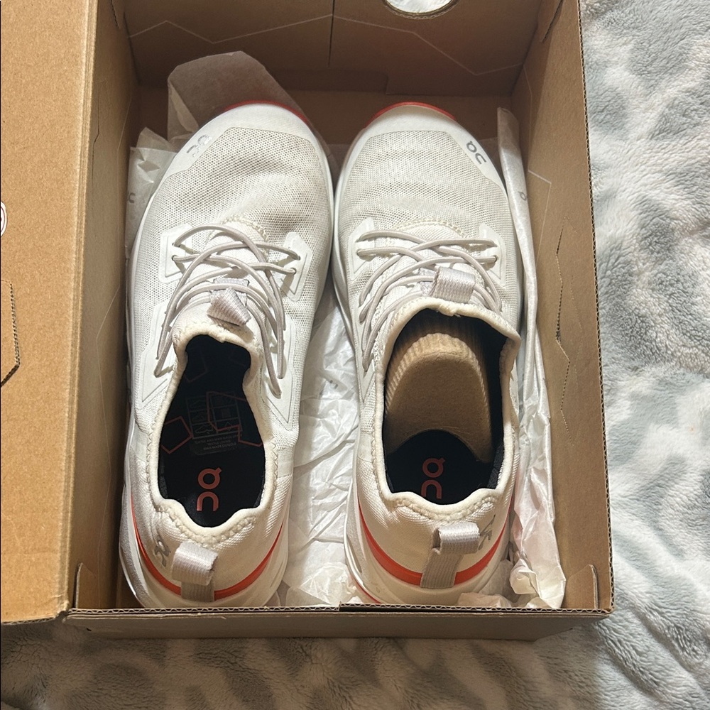 On Running Kids White Sneakers with Orange Detail